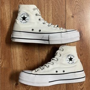High top platform white converse